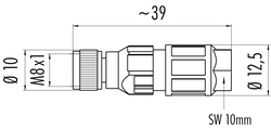 M8 female cable connector, Contacts: 3, 3.5 - 5.0 mm, not shielded, solder, IP67, UL listed