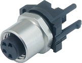 M8 female panel mount connector, Contacts: 3, not shielded, dip-solder, IP67, UL