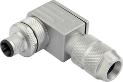 M12-D male angled connector, Contacts: 4, 5.0 - 8.0 mm, shieldable, crimp (Crimp contacts must be ordered separately), IP67, UL