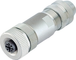 M12-D female cable connector, Contacts: 4, 6.0 - 8.0 mm, shieldable, screw clamp, IP67, UL