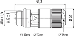 M12-X female cable connector, Contacts: 8, 5.5 - 9.0 mm, shieldable, cutting clamp, IP67