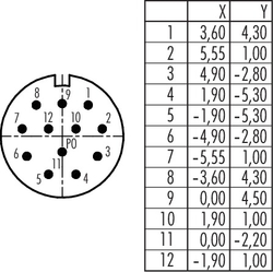 M23 cable connector, Contacts: 12, 6.0 - 10.0 mm, shielding is not possible, solder, IP67