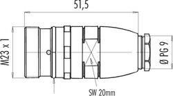 M23 coupling plug, Contacts: 12, 6.0 - 10.0 mm, shielding is not possible, solder, IP67