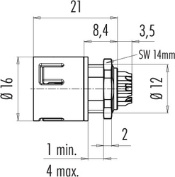 Snap-In IP67 male panel mount connector, Contacts: 3, shielding is not possible, solder, IP67, VDE