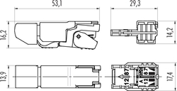 M12-X RJ45-male connector, Contacts: 8, 5.0 - 9.0 mm, shieldable, piercing technology, IP20, UL listed